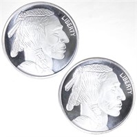 1 ozt 0.999 Fine Silver Bison Rounds (2)