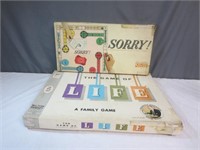 2 1960s Board Games Sorry (Incomplete) & The Game