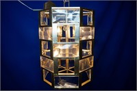 ART DECO IRON WITH CRYSTAL SHADE 8 LIGHT PENDANT