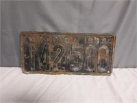 Vintage 1939 Wisconsin License Plate