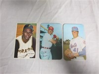 3 Larger Vintage Topps Baseball Cards Clemente,