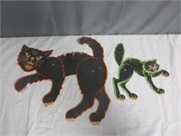2 Vintage Beistle USA Made Scary Halloween Cats