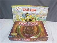 2 Monopoly Games- Lord of Rings & Simpsons Both