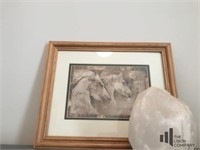 Framed Horse Artwork and Rock Salt