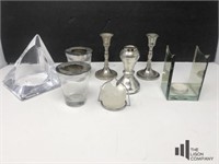 Glass and Silver Tone Candle Holders
