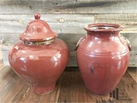 Burgundy Ginger Jar and Urn Style Vase