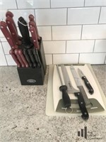 Assortment of Knives in Cutlery Block with
