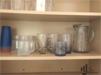 Glass Pitcher and Assortment of Glasses