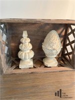 Decorative Wooden Crate with Finials