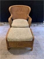 Wicker CHair and Ottoman