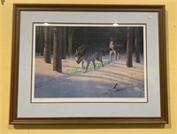Signed and numbered print "Wolves in the Snow" by