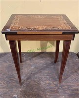Small Italian inlaid wood jewelry box stool and