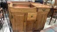 Copper lined wash stand with three doors and two
