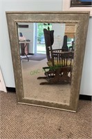 Large silver framed wall mirror - beveled glass