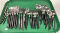 Mid-century modern flatware set - 31 pieces, black