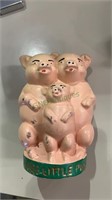 Cast-iron piggy bank - the three little pigs -coin