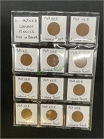 Coins - lot of 11-1909VDB Lincoln pennies, fine