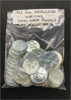 Coins - complete roll of uncirculated wartime