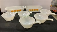 Two glass baking casserole dishes and Five Anchor
