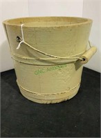 Nice vintage painted bucket, with metal and wood
