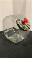 Vintage clear glass candy jar with lid(1444)