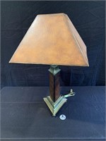 Metal & Leather Table Lamp w Leather Shade