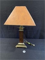 Metal & Leather Tabletop Lamp with Leather Shade