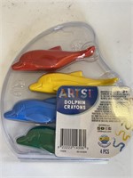 (10x bid) Artsi 4 Pk Dolphin Shaped Crayons
