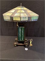 Tiffany Style Leaded Glass Lamp w Exquisite Shade