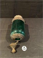 Brass and Emerald Hanging Glass Lantern