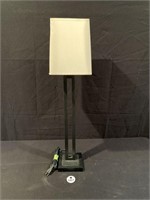 Metal Lamp with Window Frame Base & Fabric Shade