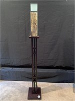 Wooden Floor Lamp w/ Leaded Glass Shade