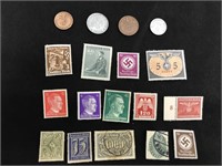 WWII German Deutsches Reich Stamps and Coins Lot 4