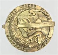 United Naval Submarine School Brass Plaque