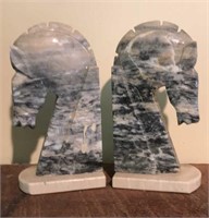 Marble Horse Head Book Ends