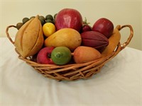 Basket of Wooden Fruit
