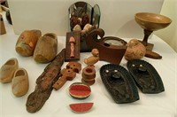 Wooden shoes and other carvings