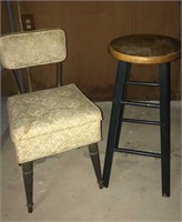 Sewing chair and wooden stool