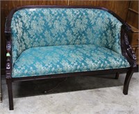 Parlor seat w/ green- gold upholstery,