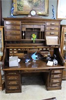 National Mt. Airy solid Oak roll top desk, top