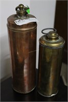 2 English copper & brass thermos,