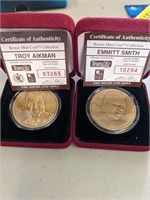 2 Bronze Coins Troy Aikman And Emmitt Smith
