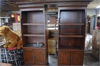 Two Bookshelves Lighted w/Glass Shelves & Top