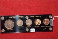 U.S. Type Cents - 5 Coins