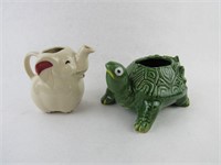 Ceramic Turtle & Elephant