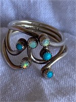 Sterling Silver Ring w/ Opal & Turquoise Sz 8