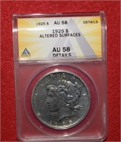 1925 Peace Silver Dollar  AU58 Details   ANACS