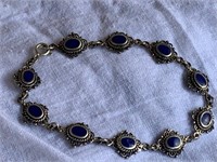 Sterling Silver Bracelet w/ Lapis Lazuli