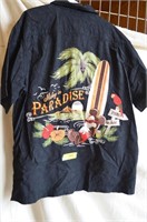 "Mickey in Paradis" Embroidered Men's Shirt Size L