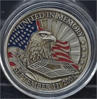 Sept 11th 2001 American Flag & Eagle Coin; UNC